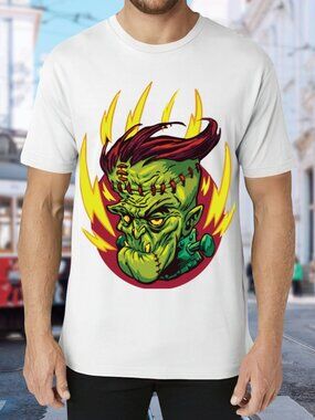 Graphic Monster Head Tee - Green & Yellow